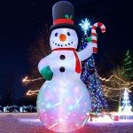 12Ft Inflatable Snowman with Candy Cane and Lights