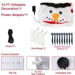 12Ft Inflatable Snowman with Candy Cane and Lights