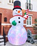 12Ft Inflatable Snowman with Candy Cane and Lights