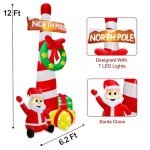 12 ft Inflatable North Pole Guidepost with Santa