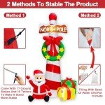 12 ft Inflatable North Pole Guidepost with Santa