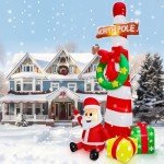 12 ft Inflatable North Pole Guidepost with Santa