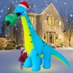 12 FT Inflatable Dinosaur with Santa Hat for Christmas