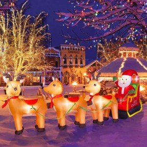12FT Christmas Inflatable Santa on Sleigh