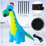 12 FT Inflatable Dinosaur with Santa Hat for Christmas