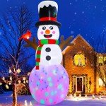 Giant 12FT Inflatable Snowman with Color Lights