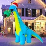 12 FT Inflatable Dinosaur with Santa Hat for Christmas