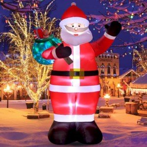 12 FT Inflatable Santa Claus Yard Decoration with LED Lights