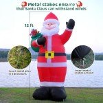 12 FT Inflatable Santa Claus Yard Decoration with LED Lights