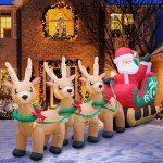 12 ft Inflatable Santa with Reindeer Sleigh Decoration