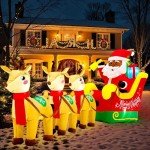 Inflatable Black Santa Claus Sleigh with Reindeer