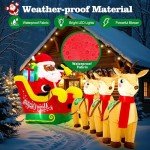 Inflatable Black Santa Claus Sleigh with Reindeer