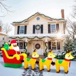 Inflatable Black Santa Claus Sleigh with Reindeer
