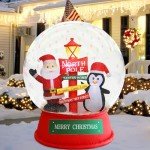 6FT Christmas Inflatable Snow Globe with Santa & Penguin