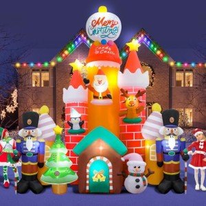 9.8 FT Inflatable Christmas Candy Castle Decor