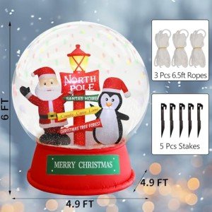 Juegoal 6FT Inflatable Christmas Snow Globe Decor