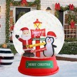 6FT Christmas Inflatable Snow Globe with Santa & Penguin
