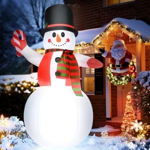 TISEJOY 8 FT Inflatable Snowman with LED Lights