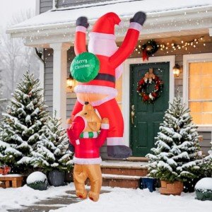 6Ft Climbing Santa and Dog Christmas Inflatable