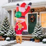 6Ft Climbing Santa and Dog Christmas Inflatable