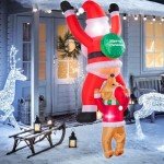 6Ft Climbing Santa and Dog Christmas Inflatable