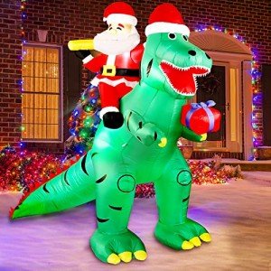 Giant 7FT Inflatable Santa Dinosaur Holiday Decor