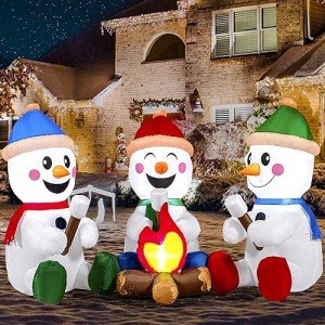 Inflatable Snowman and Campfire Christmas Decoration Set