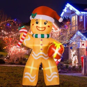 8FT Inflatable Gingerbread Man with LED Lights