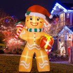 8FT Inflatable Gingerbread Man with LED Lights