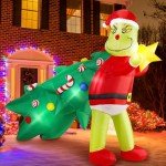 6FT Light-Up Green Monster Christmas Inflatable Decor