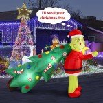 6FT Light-Up Green Monster Christmas Inflatable Decor