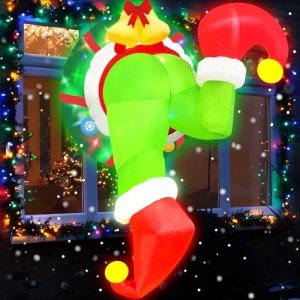 Green Grinch Window Inflatable Christmas Decoration 4FT