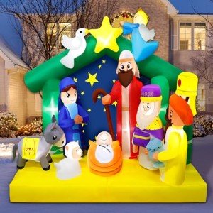 Mukum 6.5FT Nativity Scene Christmas Inflatable Decor