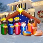 8FT Inflatable Christmas Nativity Scene with LED Lights