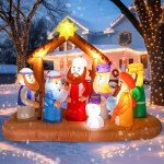 Risenor 6.5Ft Inflatable Christmas Nativity Scene