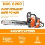 NEOTEC 20 Inch 62CC Gas Chainsaw for Wood Cutting