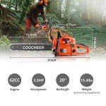 COOCHEER 62CC 20-Inch Gas Chainsaw for Wood Cutting