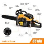 20" Gas Chainsaw with 62CC 3.4HP Engine