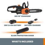 Worx 20V Cordless 10" Chainsaw with Auto-Tension