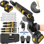 Cordless Mini Chainsaw Set with Batteries and Guides