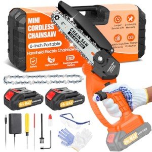Cordless Mini Chainsaw with 2 Rechargeable Batteries
