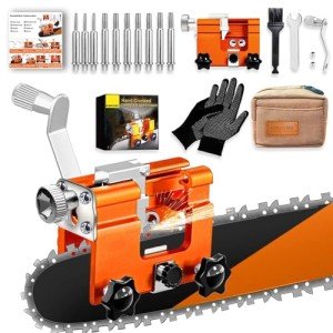 Portable Chainsaw Sharpener with 10 Burrs and Bag