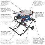 Bosch 10-Inch Portable Table Saw with Gravity Wheels