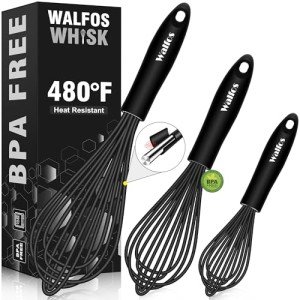 Walfos Heat-Resistant Silicone and Stainless Steel Whisk Set
