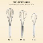 NileHome Stainless Steel 3-Piece Whisk Set