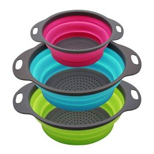 Collapsible Silicone Colander Set - 3 Round Strainers