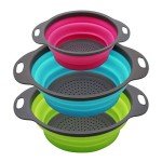 Collapsible Silicone Colander Set - 3 Round Strainers