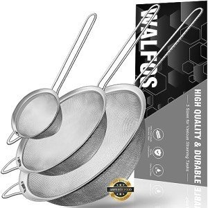 Walfos Stainless Steel Mesh Strainers Set - 3 Sizes