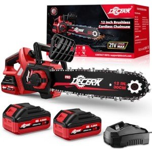 Decerk Cordless 12 Inch Electric Chainsaw with Battery