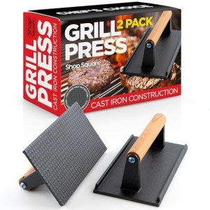 Cast Iron Grill Press Set - 8x4 Inch
